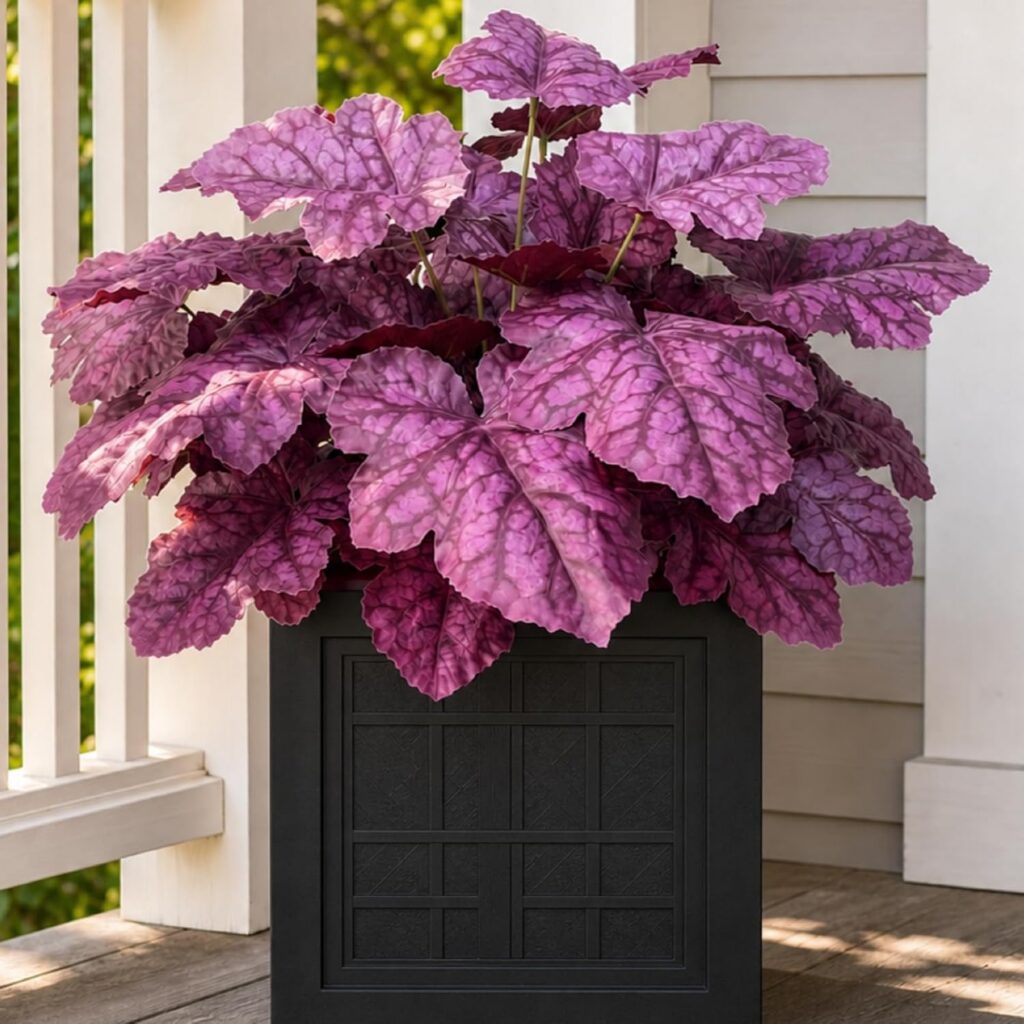 Purple Faux Heuchera Greenery — Set of 3; styled container not included
