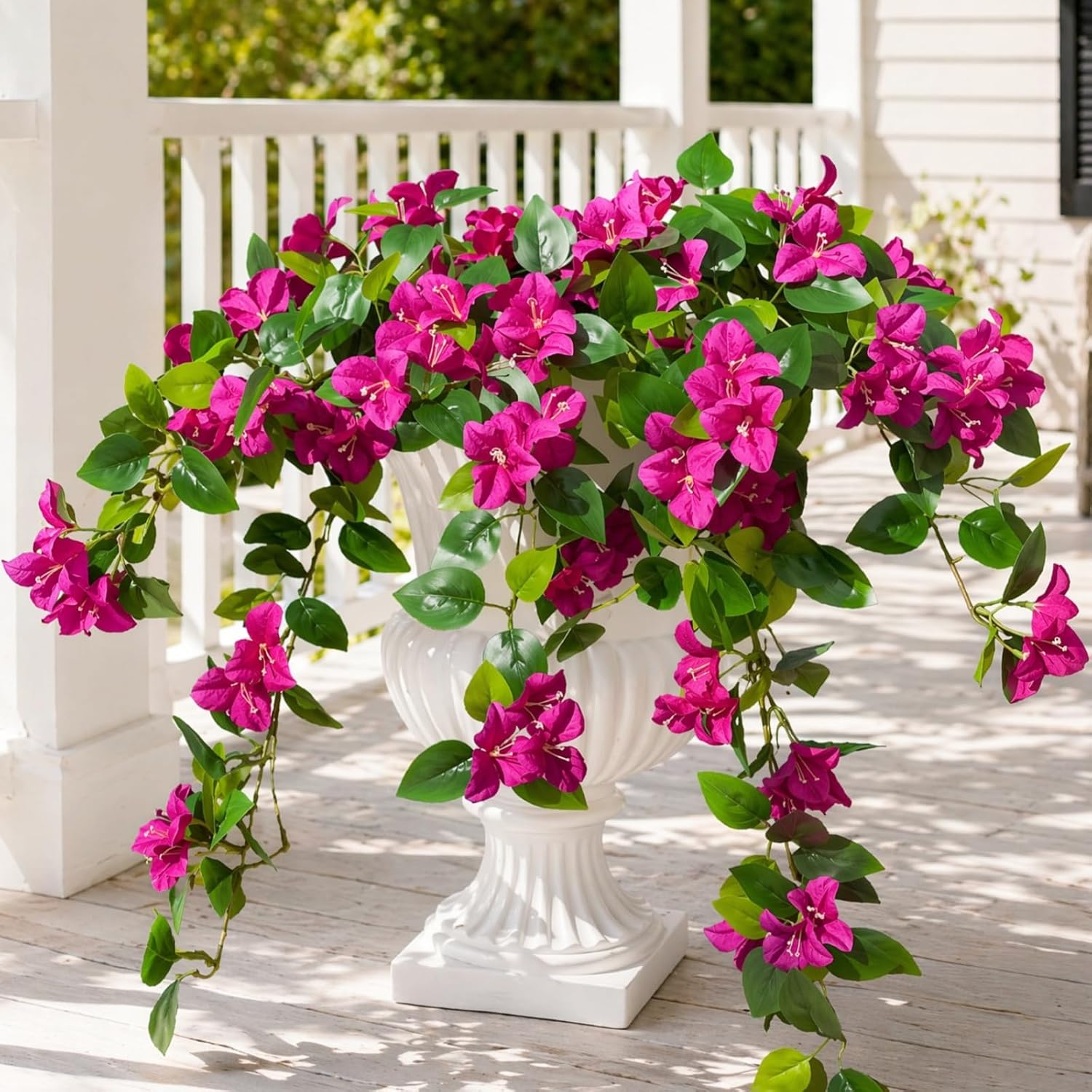 Fuchsia Faux Bougainvillea Trailing Vines — Set of 2; styled container not included