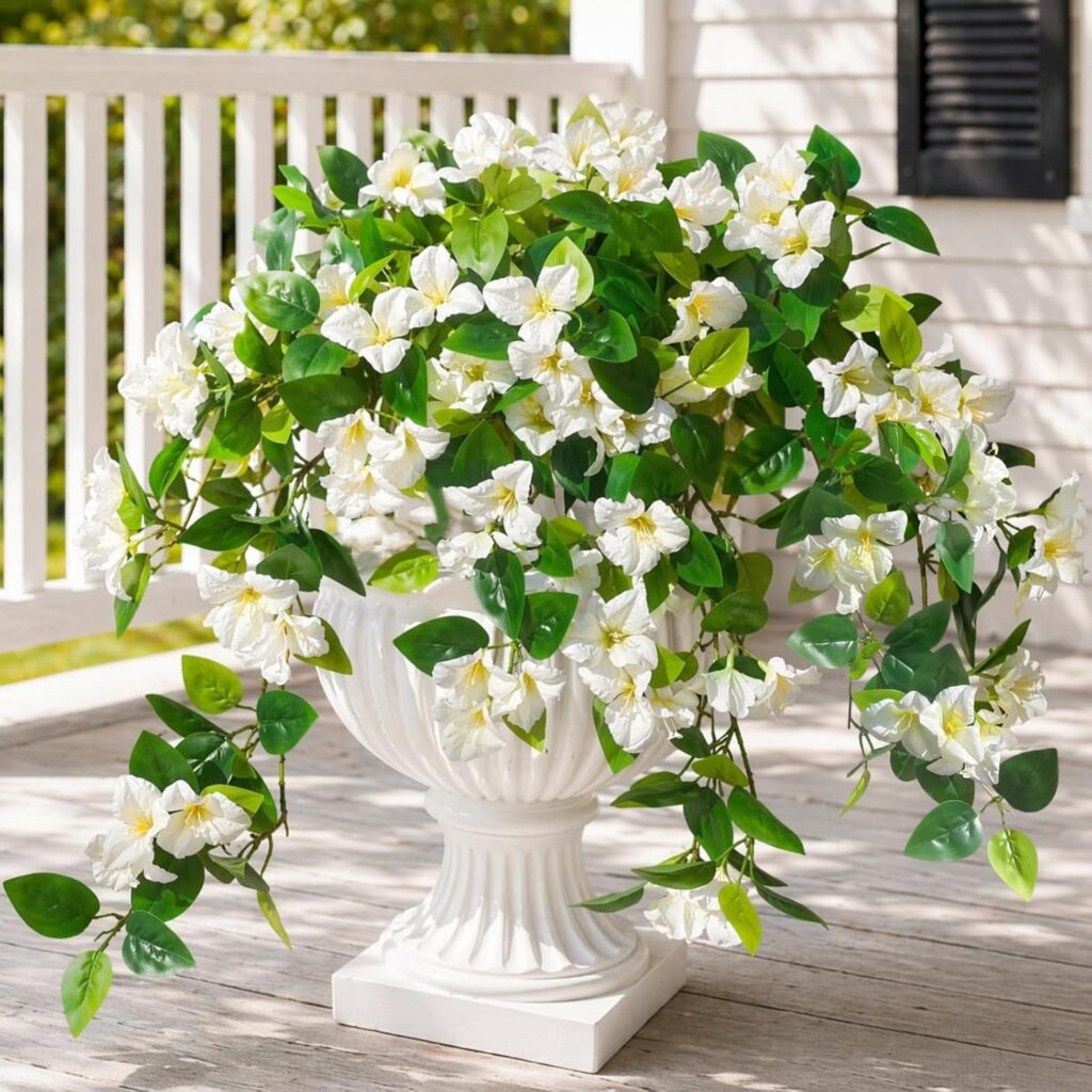 White Faux Bougainvillea Trailing Vines — Set of 2; styled container not included