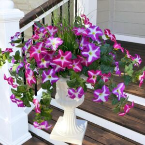 Fuchsia Faux Petunia Vines and Grasses — 8-Piece Set; styled container not included