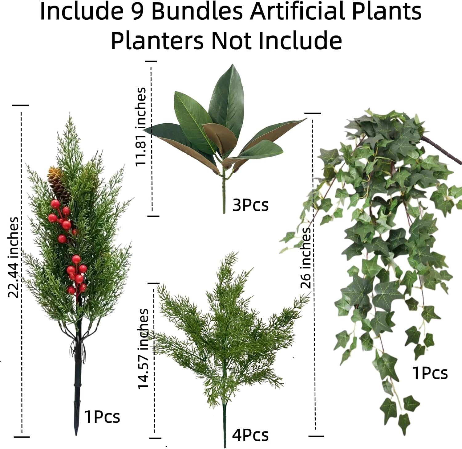 Winter Faux Cedar & Greenery Mix — Set of 9 Bundles — image 4; styled container not included