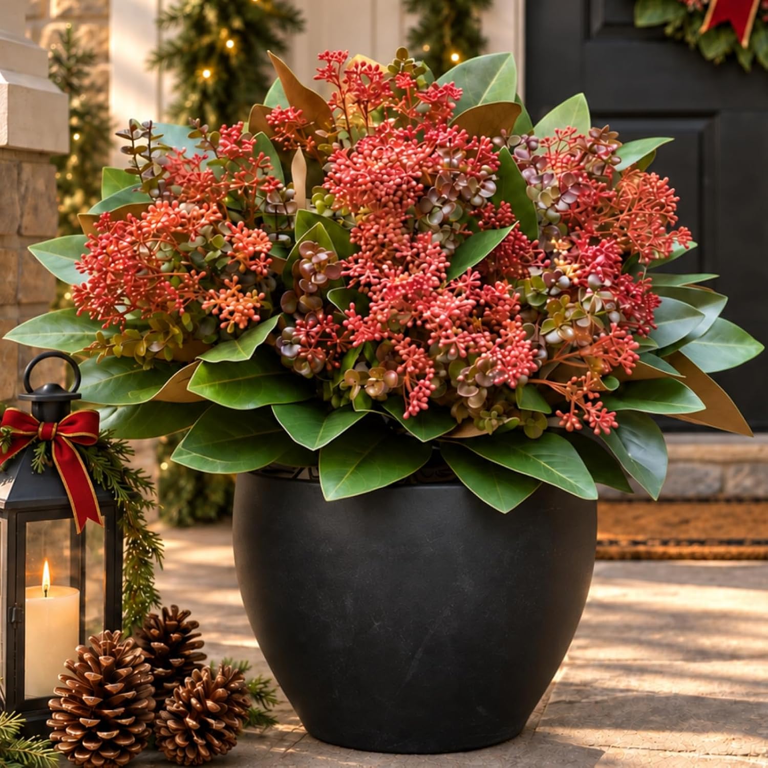 Green Faux Magnolia Leaves — Set of 10 Bundles — image 1; styled container not included
