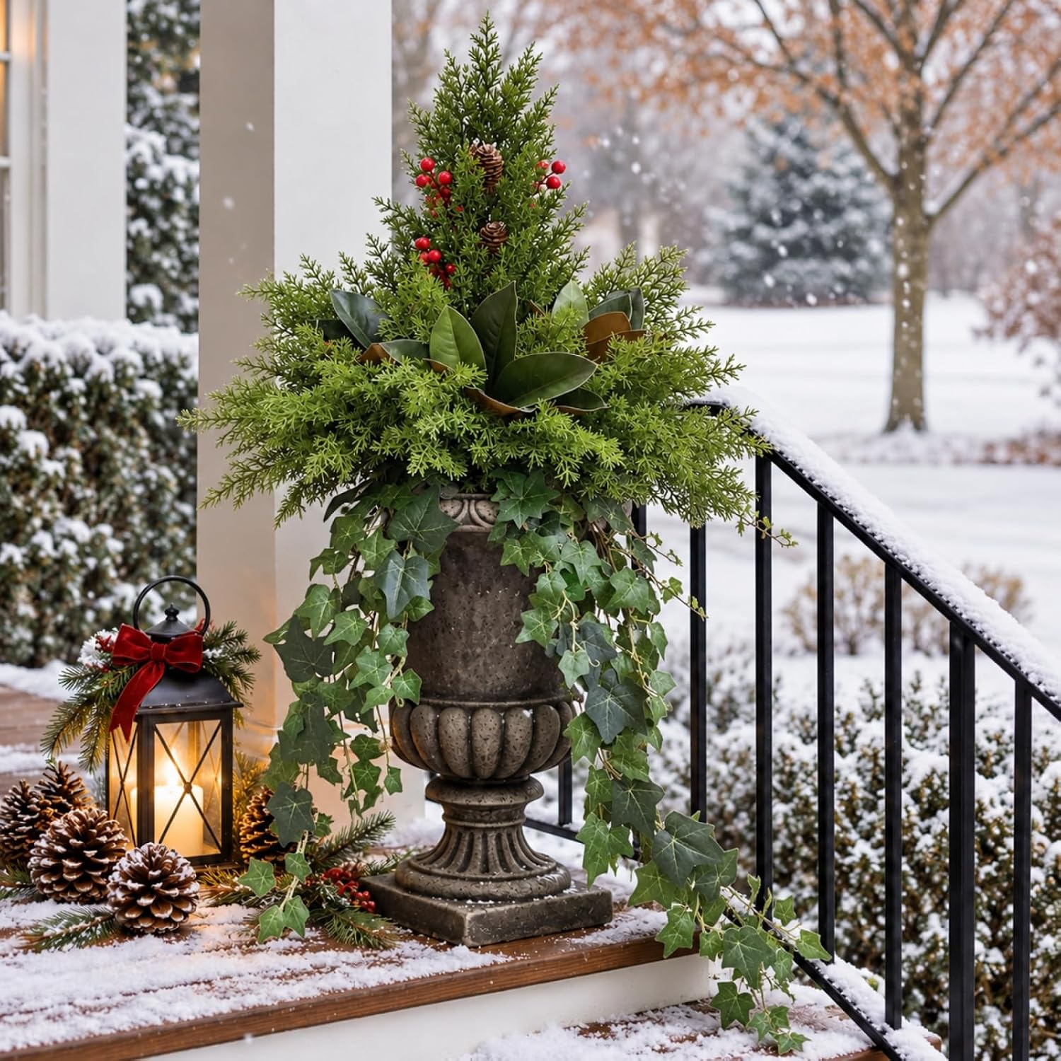 Winter Faux Cedar & Greenery Mix — Set of 9 Bundles — image 5; styled container not included