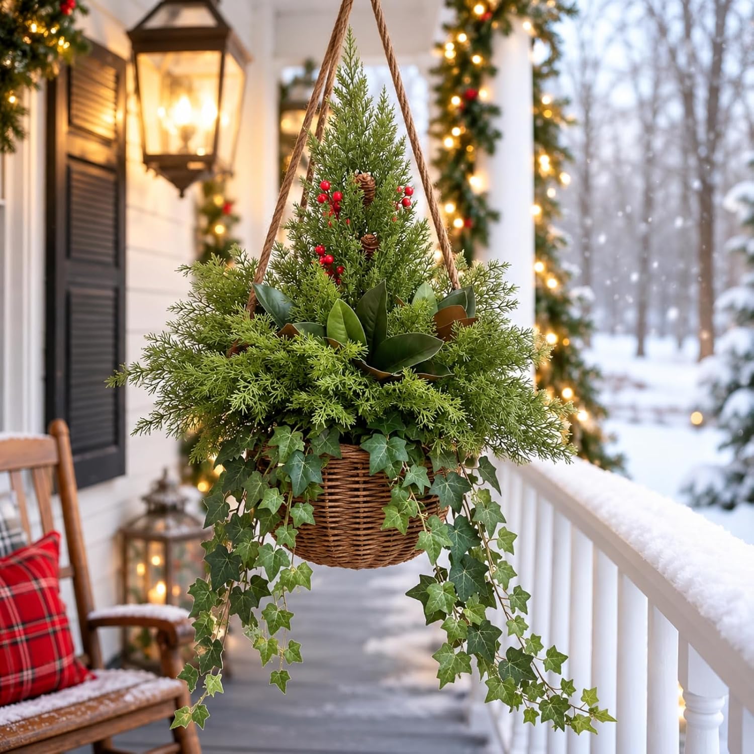Winter Faux Cedar & Greenery Mix — Set of 9 Bundles — image 6; styled container not included
