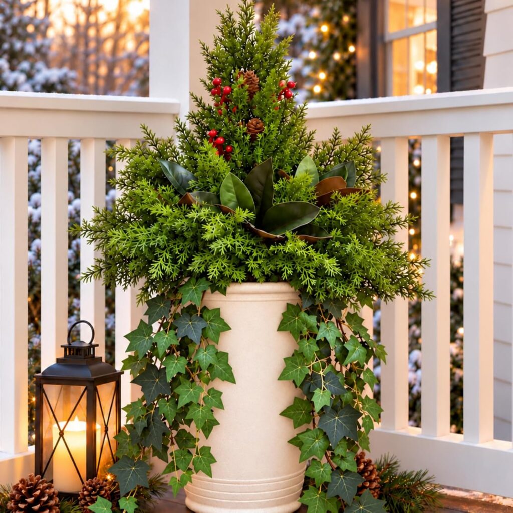 Winter Faux Cedar & Greenery Mix — Set of 9 Bundles — image 1; styled container not included